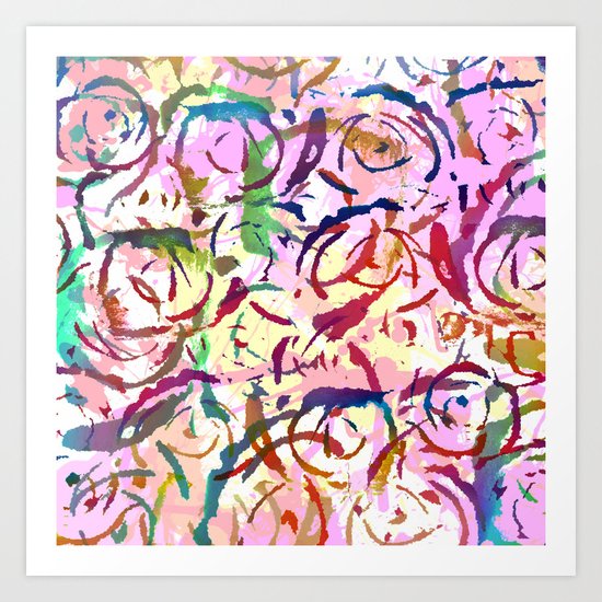 abstract roses silhouettes Art Print
