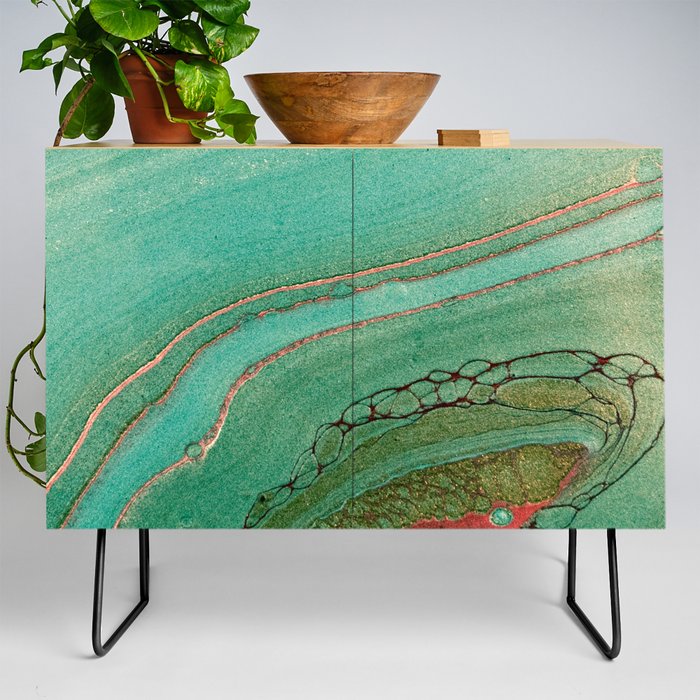 teal gold and pink acrylic agate Credenza