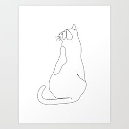 Cat One Line Art Art Print