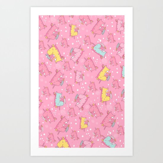 Unicorns and ice cream Art Print