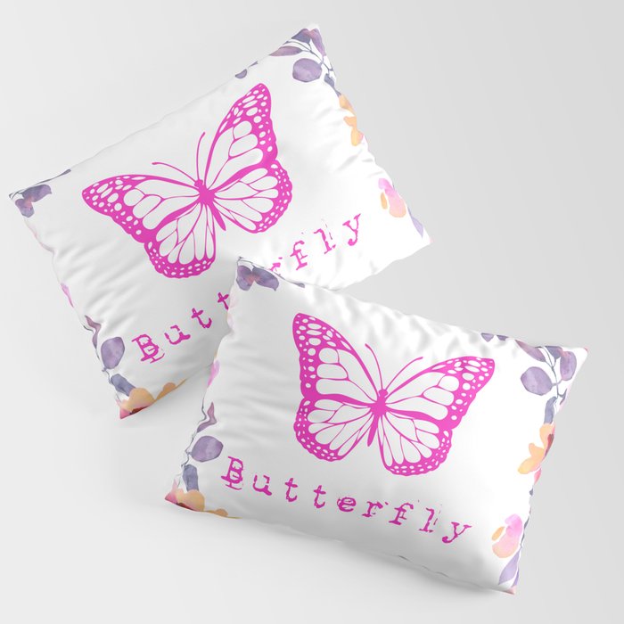 Pink Butterfly Pillow Sham