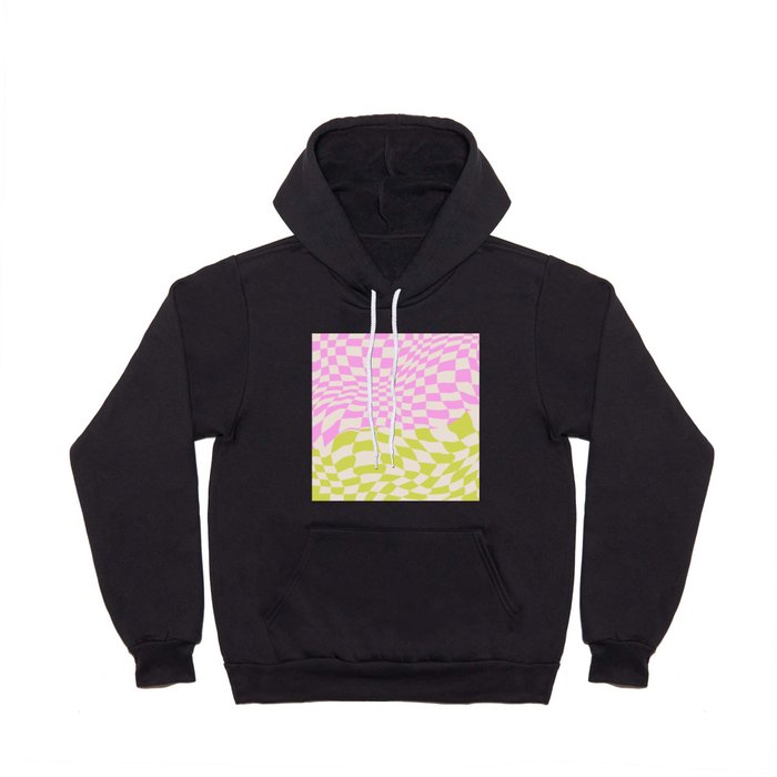 Psychedelic checker: Acid lime and pink Hoody