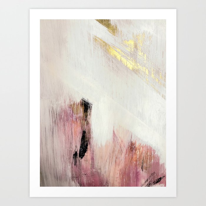 Sunrise [2]: a bright, colorful abstract piece in pink, gold, black,and white Kunstdrucke