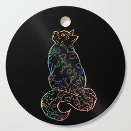Colorful Floral Cat Cutting Board