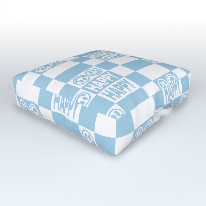HAPPY Checkerboard (Morning Sky Light Blue Color) Outdoor Floor Cushion