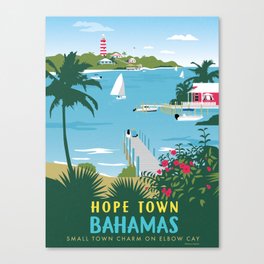 Hope Town Bahamas Travel Poster Canvas Print