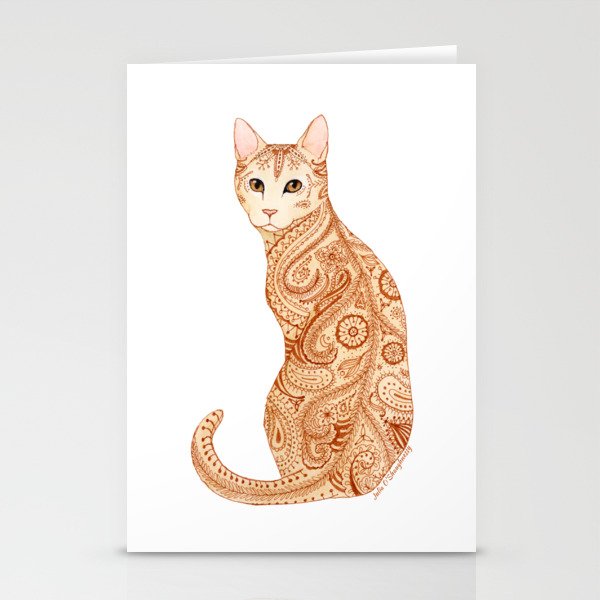 Paisley Cat in Autumn Stationery Cards