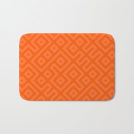 Orange Maze Geometry Bath Mat | Repetitive, Orange, Artistic, Seamless, Beauty, Tiling, Abstract, Shapes, Graphicdesign, Digital 