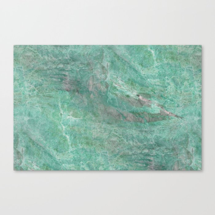 Mossy Woods Green Marble Canvas Print