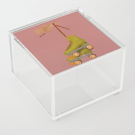 Hanging roller skates- pink background Acrylic Box