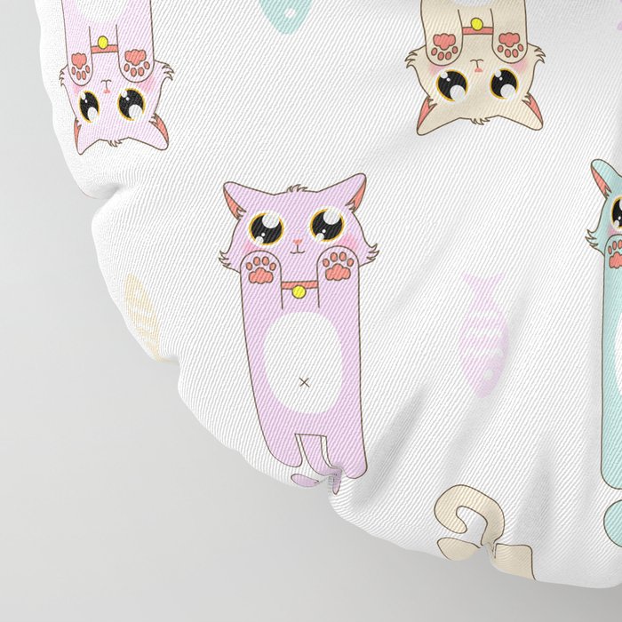 Candy Cat  Pastel  in Light Grey  Floor Pillow by likekay 