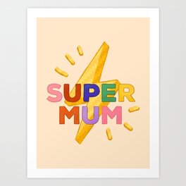 Retro Super Mum  Art Print