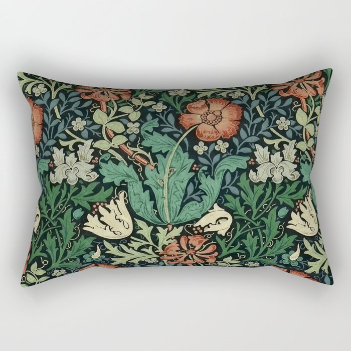 William Morris Compton Floral Art Nouveau Pattern Rectangular Pillow by ...