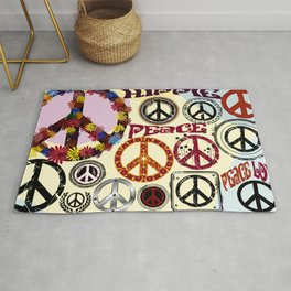 Flower Power Peace Signs Coctail Rug