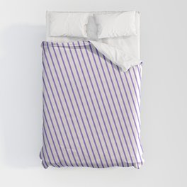 [ Thumbnail: White and Purple Colored Lines Pattern Duvet Cover ]