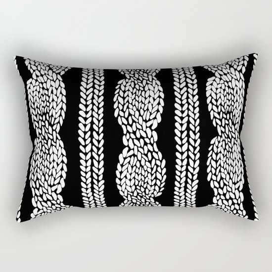 Cable Row Black Rectangular Pillow