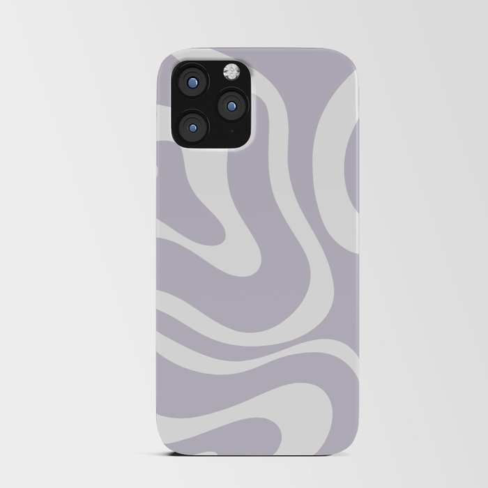 Retro Modern Liquid Swirl Abstract Pattern in Pale Lilac Purple and White iPhone Card Case