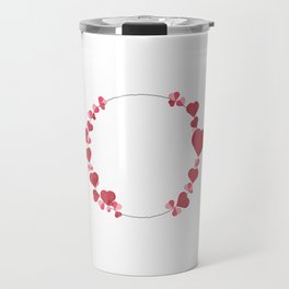 Wreath with Red and Pink Heart. paper Hearts .Valentine day, mother day, father day Travel Mug