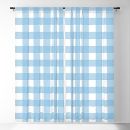 Light Blue & White Gingham Pattern Blackout Curtain