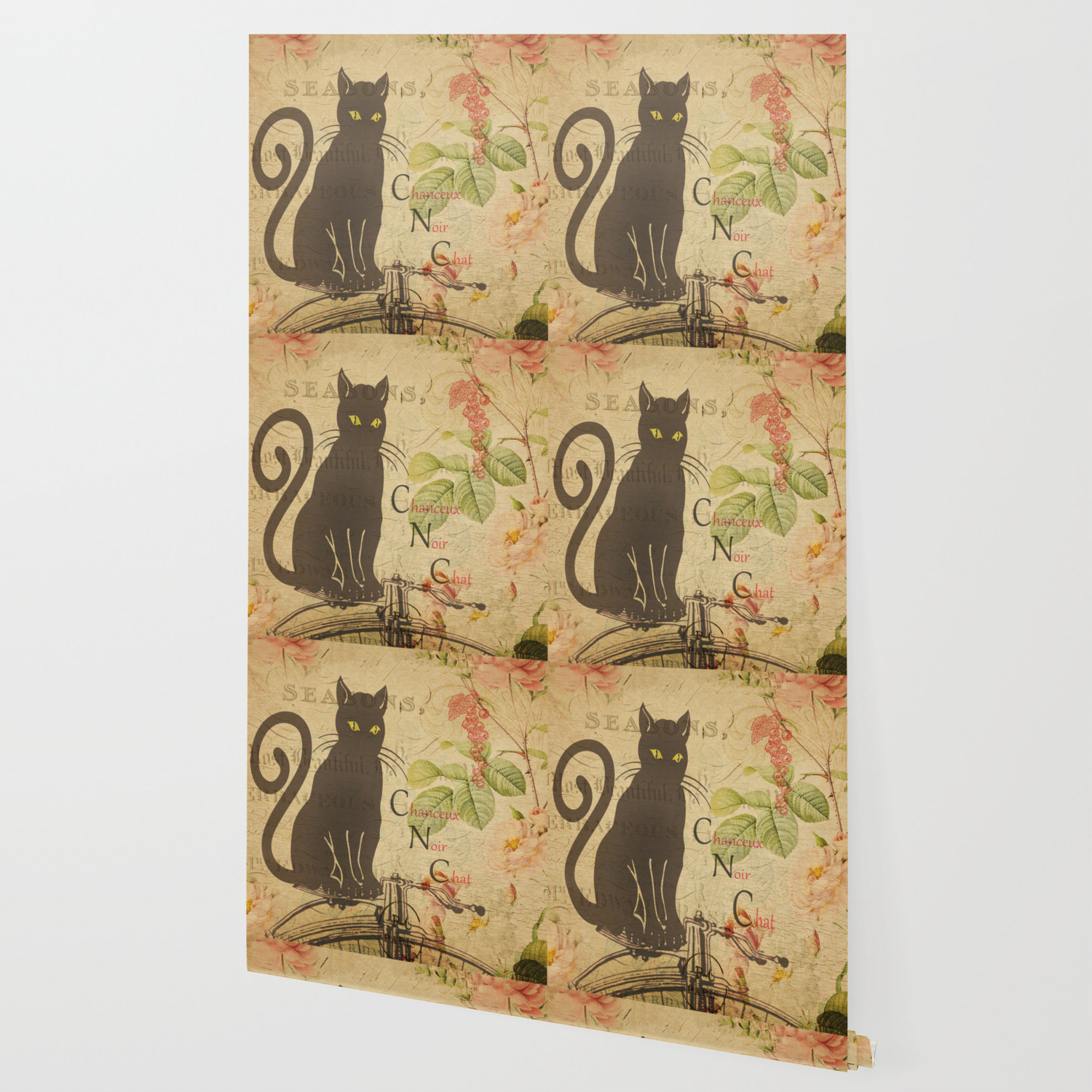 Chat Noir Black Cat French Collage Wallpaper By Digitaleffects
