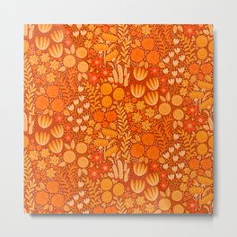 Wildflower Field- Orange Metal Print | Boho, Wildflower, Energetic, Orange, Bright, Warm, Garden, Fall, Ink Pen, Autumn 