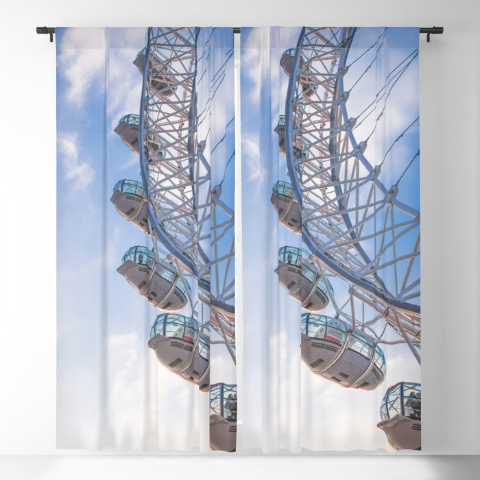 Great Britain Photography - London Eye Under The Blue Cloudy Sky Blackout Curtain