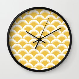 Japanese Fan Pattern 126 Yellow Wall Clock
