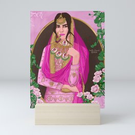 Dressed Like a Treasure Chest ( desi ) Mini Art Print | Pink, Modern, Desi, Fashion, Curated, Southasian, Traditional, Indian, Tikka, Dress 
