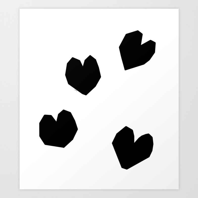 Love yourself no 2 black heart pattern love art black and white illustration art print by blackandwhitebylennaarty society6