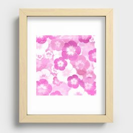 Retro white magenta pink watercolor floral Recessed Framed Print