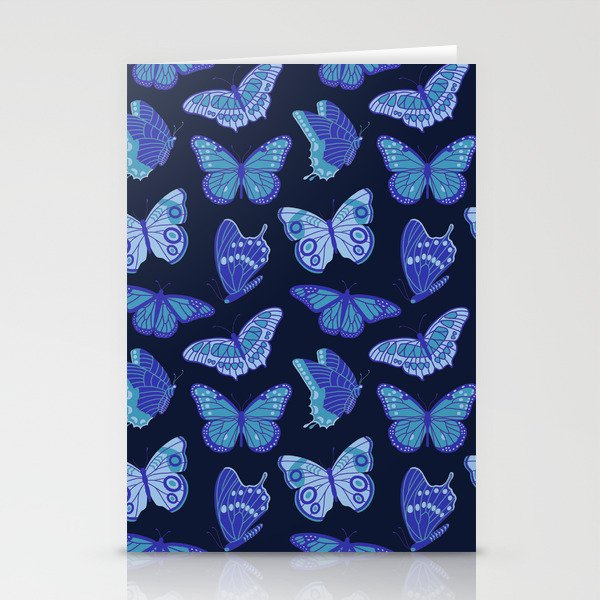 Texas Butterflies – Blue on Navy Pattern Stationery Cards