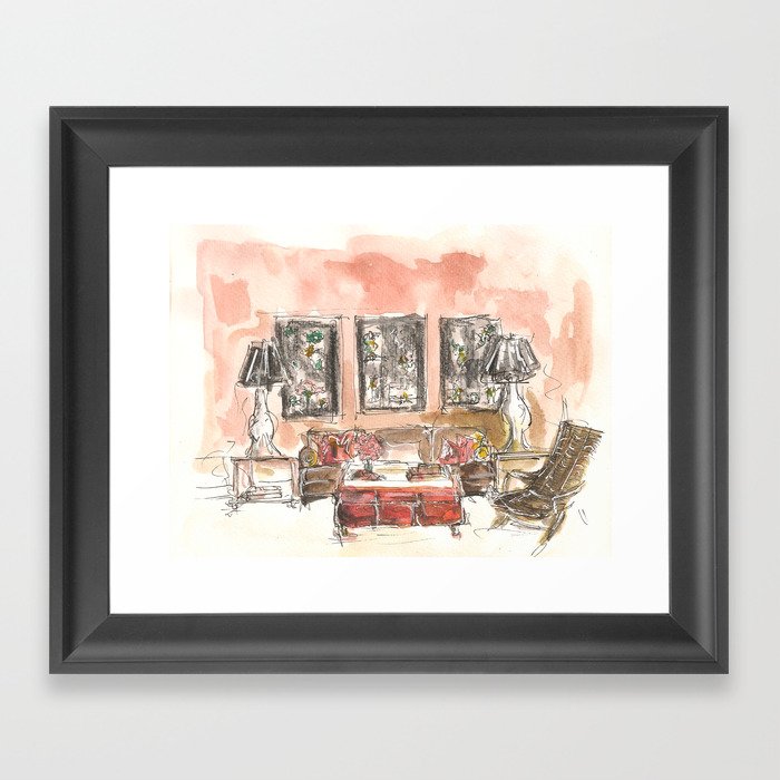 Vintage 90s Living Room Painting Framed Art Print By Iwantit
