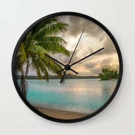 Golden Sunset Wall Clock | Goldenhour, Photo, Color, Pacificocean, Island, Palmtrees, Cloudporn, Pacific, Digital, Skyporn 