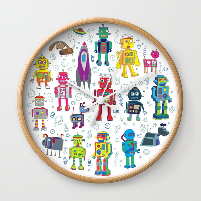 Robots in Space Wall Clock