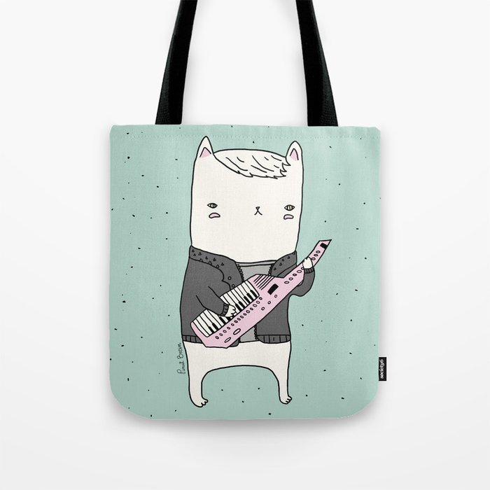 Keytar Cat Tote Bag