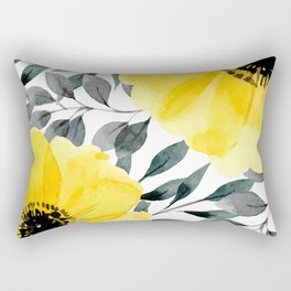 Big yellow watercolor flowers Rectangular Pillow