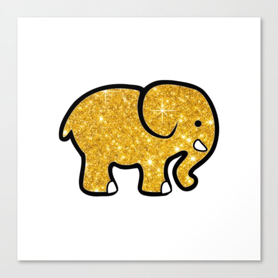 Gold Glitter Elephant Canvas Print