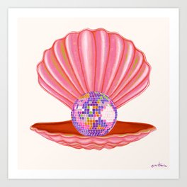Disco ball seashell coral Art Print