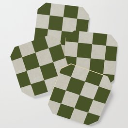 checkerboard hand-painted-olive Coaster