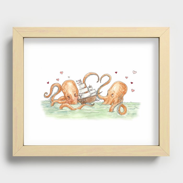Octopus Valentine  Recessed Framed Print