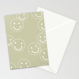 Retro fun nineties Smileys - soft matcha green Stationery Card
