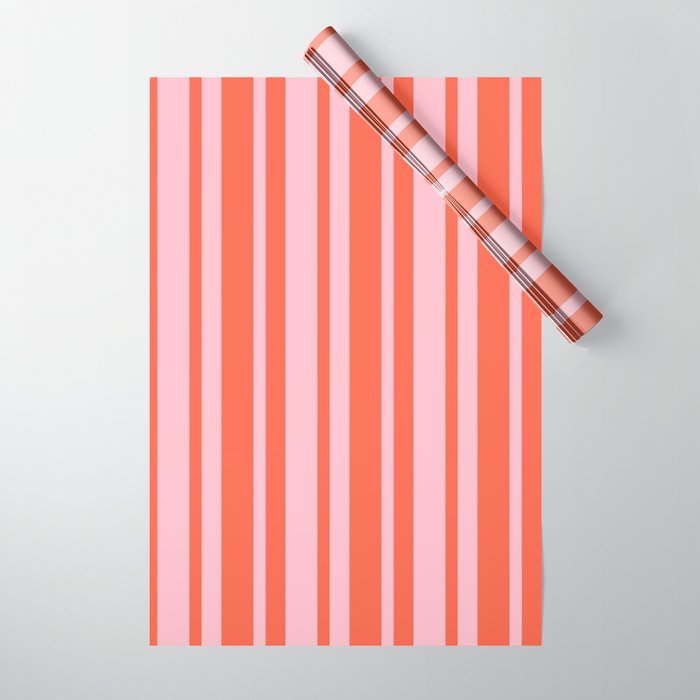 Red & Pink Colored Stripes/Lines Pattern Wrapping Paper