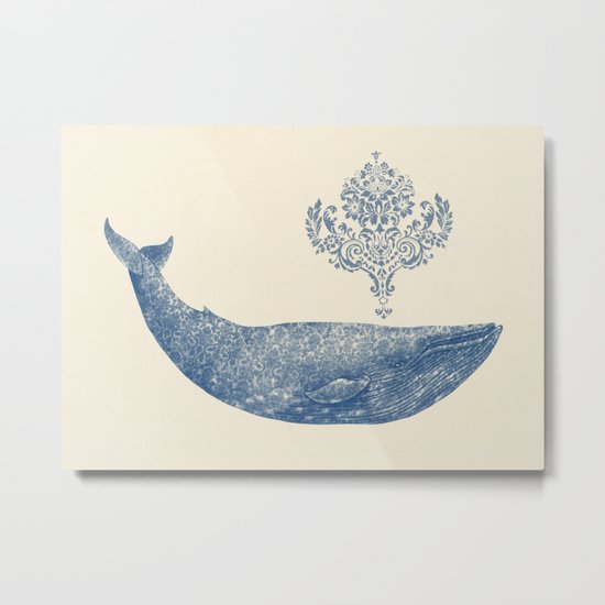 The Damask Whale Metal Print