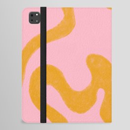 Cheerful Liquid Swirls - mustard yellow and pink iPad Folio Case