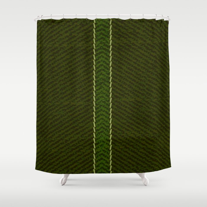 Rustic Green Jeans Shower Curtain