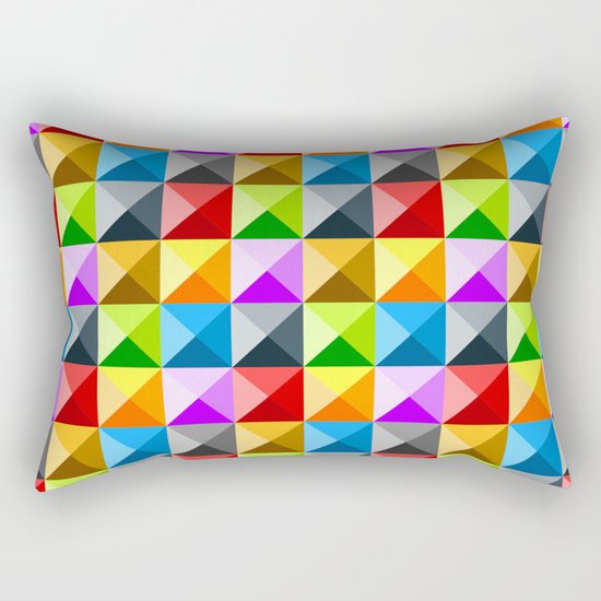 Colorful quarter square triangle pattern Rectangular Pillow