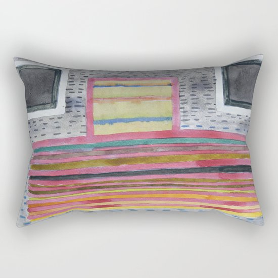 Stacked Lines and Squares Rectangular Pillow