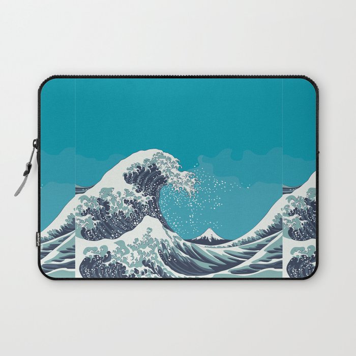 Great Wave and Mount Fuji vintage japanese woodcut style illustration Laptop Sleeve