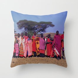 Sweet Welcome to a Massai Village - Kenya, Africa Throw Pillow