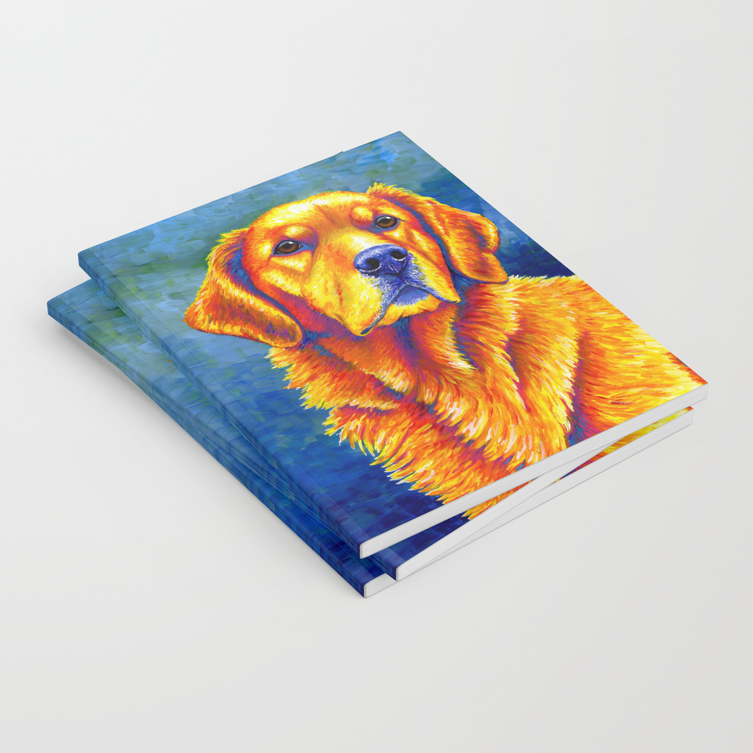 Faithful Friend Colorful Golden Retriever Notebook By Psychedeliczen Society6
